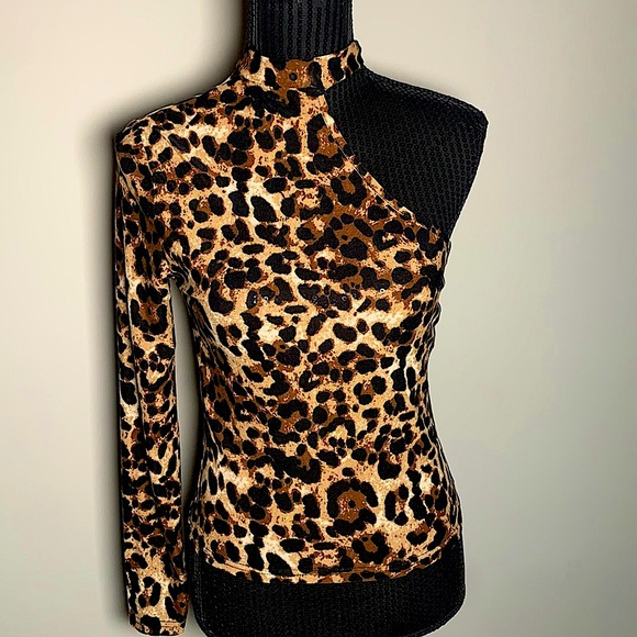 Tops - Cheetah One Shoulder Blouse (top) for Women